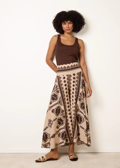 Blue Vanilla Brown Deep Waist Flowy Pants - M/L Image 2