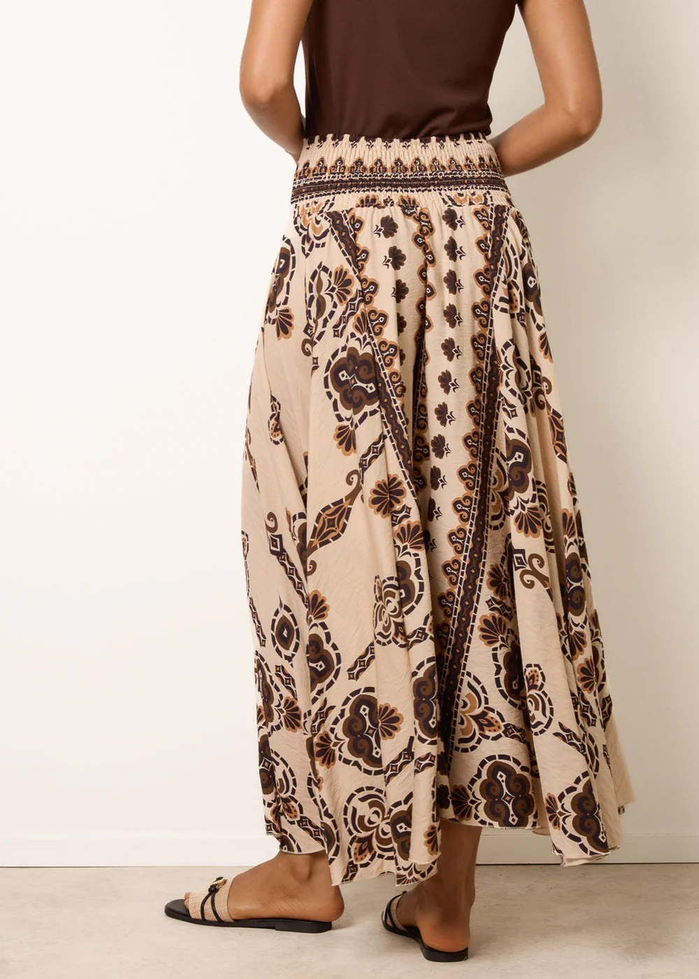 Blue Vanilla Brown Deep Waist Flowy Pants - M/L Image 5