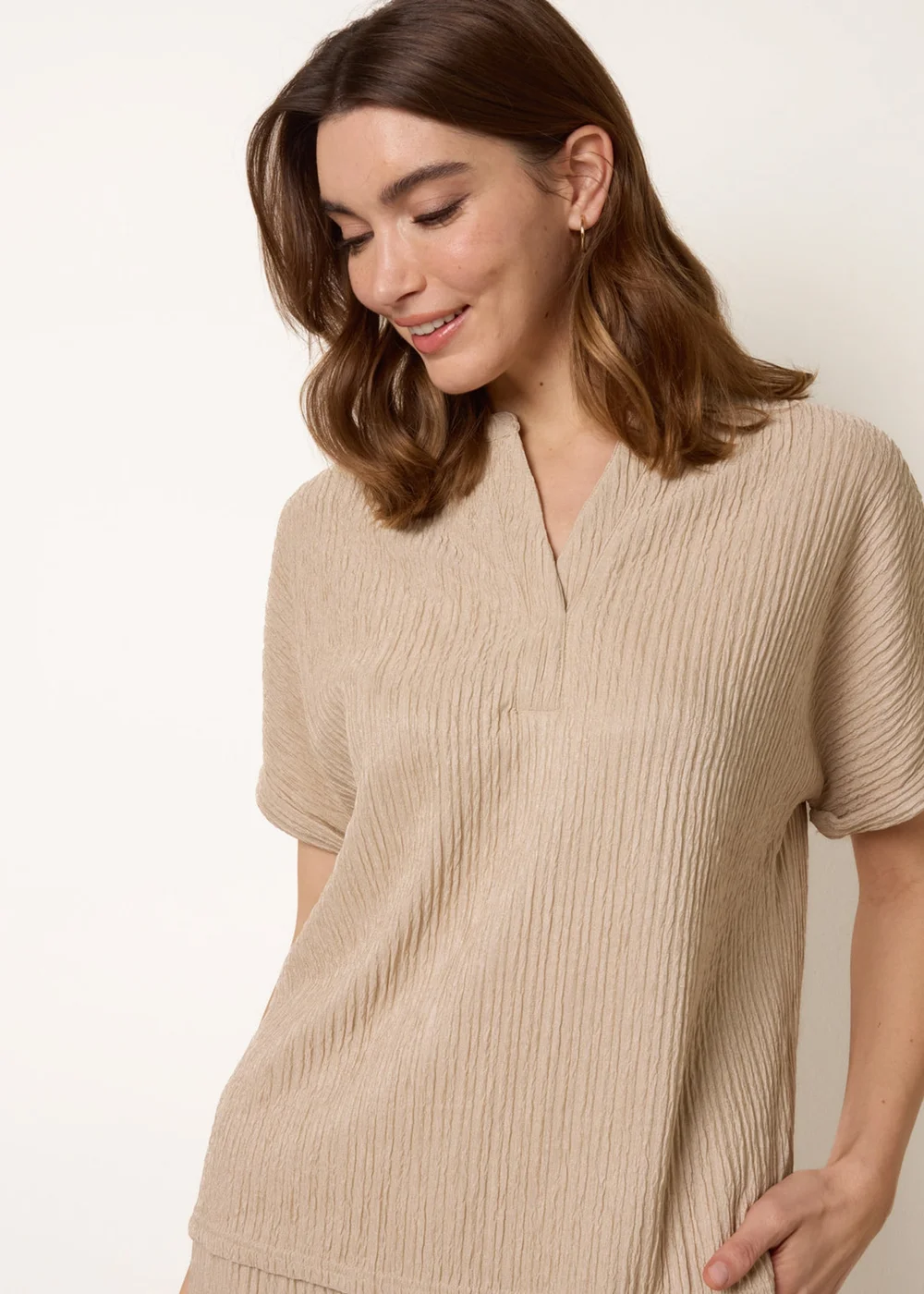 Blue Vanilla Stone Grandad Collar Oversized Top - M Image 1