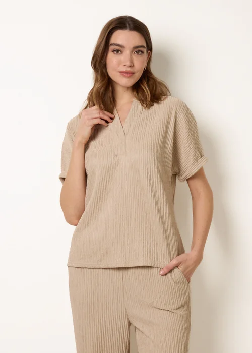Blue Vanilla Stone Grandad Collar Oversized Top - M Image 3