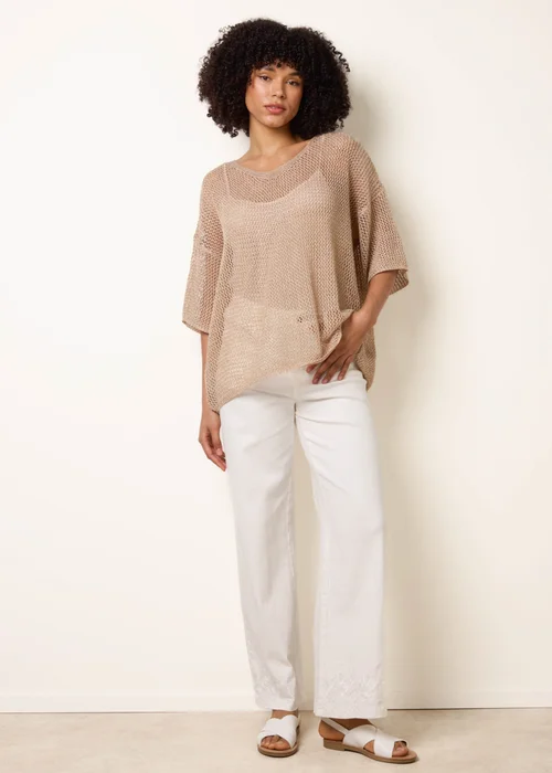 Blue Vanilla Gold V Neck Crochet Top - One Size Image 2