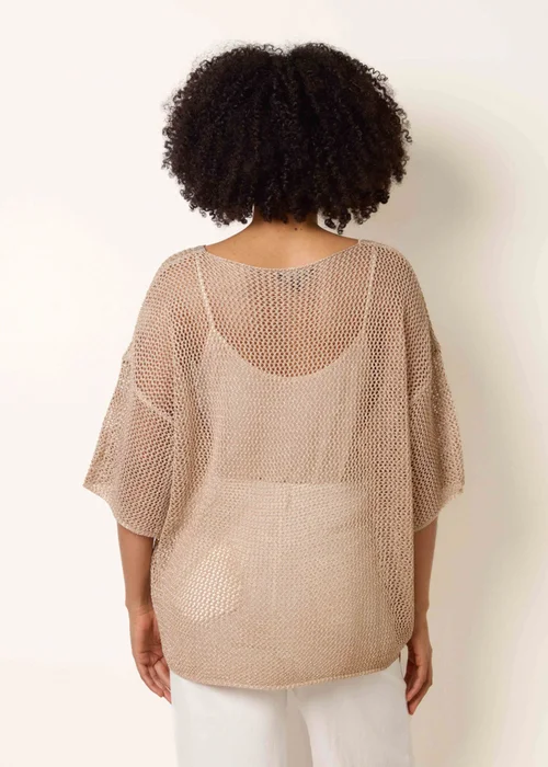 Blue Vanilla Gold V Neck Crochet Top - One Size Image 4