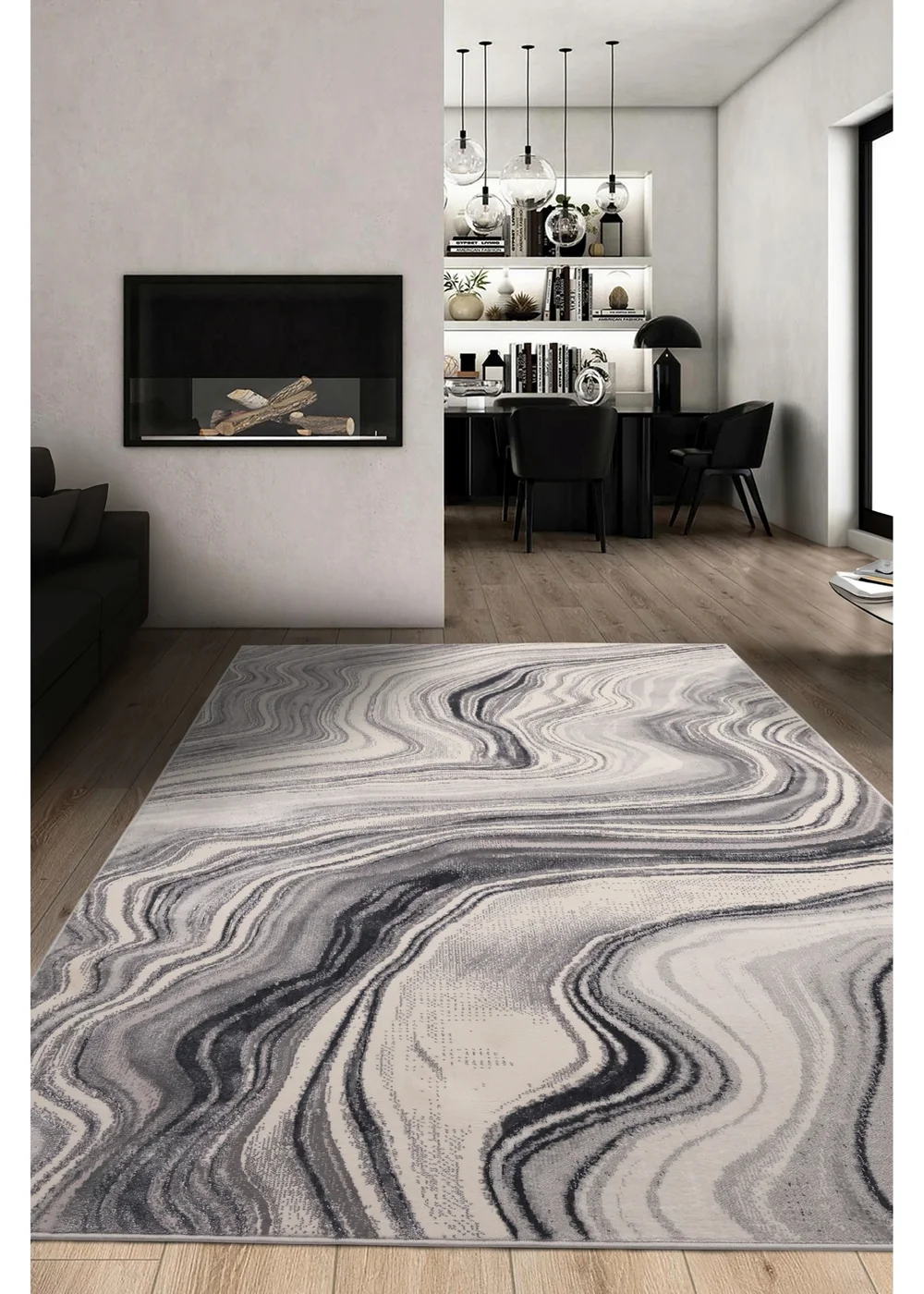 Homemaker Grey Dusk Marble Rug (140/200) - 120 x 170 Image 1