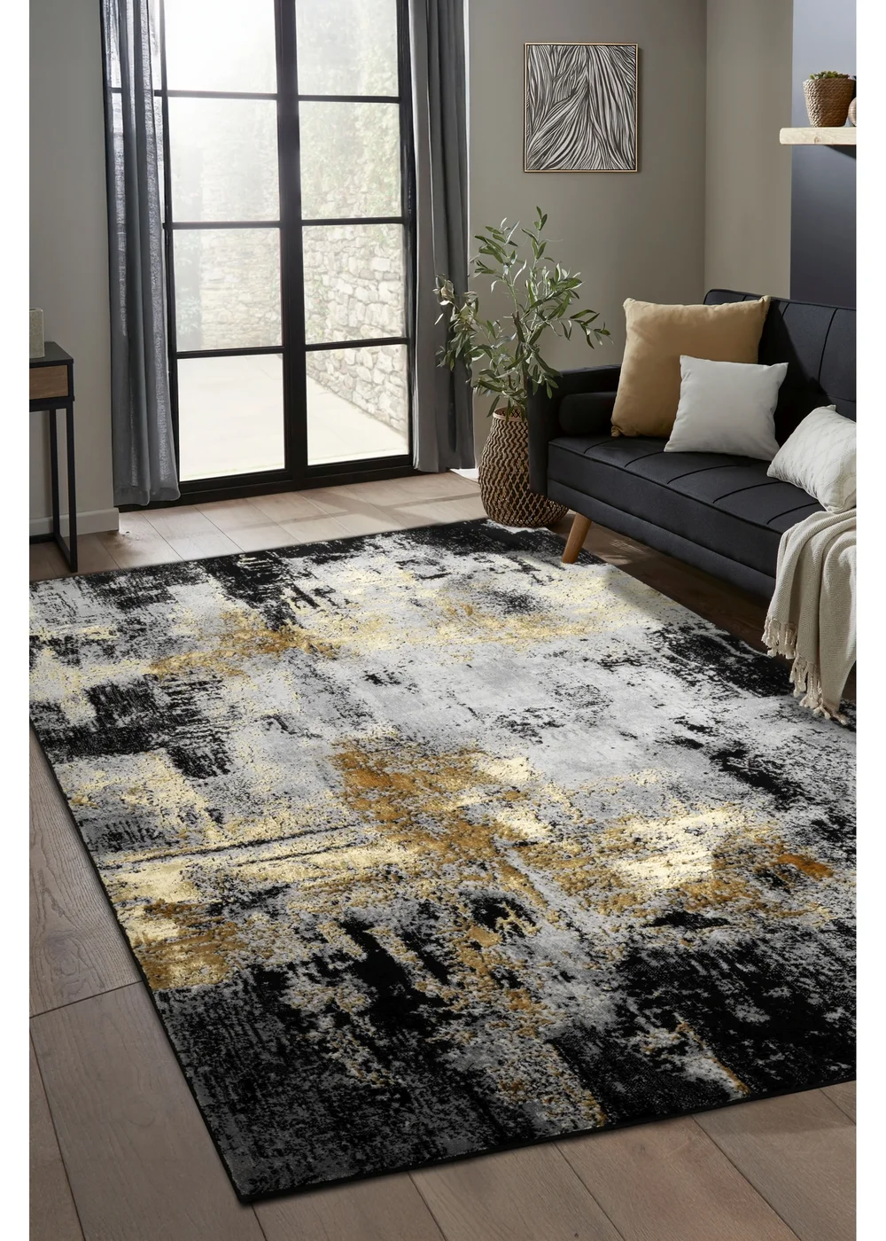 Homemaker Gold Dusk Marble Rug (160/230) - 140 X 200 cm Image 1