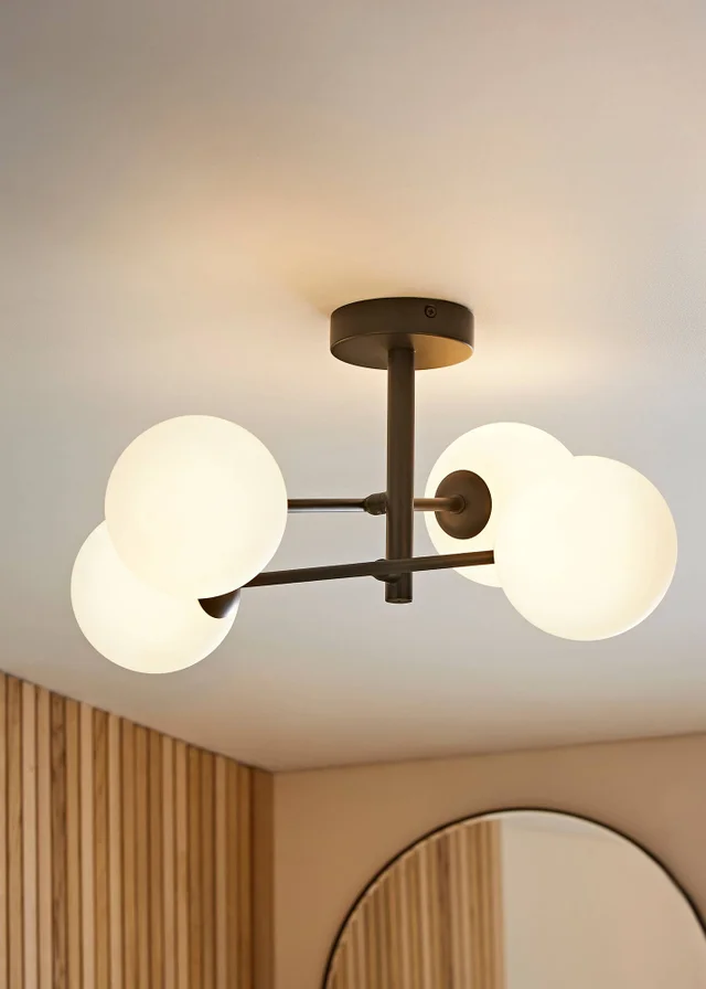 ValueLights Darla Black 4 Way Bathroom Ceiling Light with Bulbs