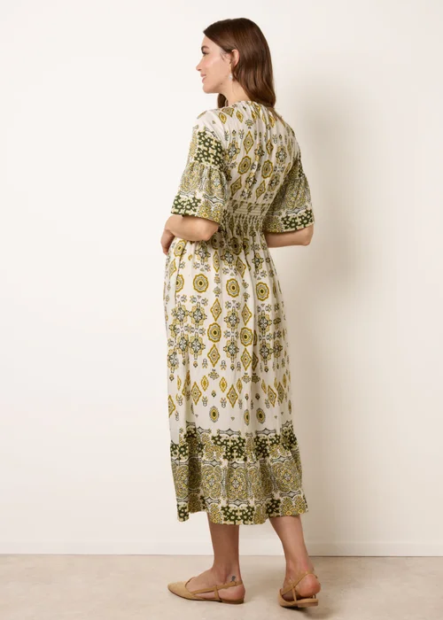 Blue Vanilla Lime V Neck Border Print Dress - S Image 4