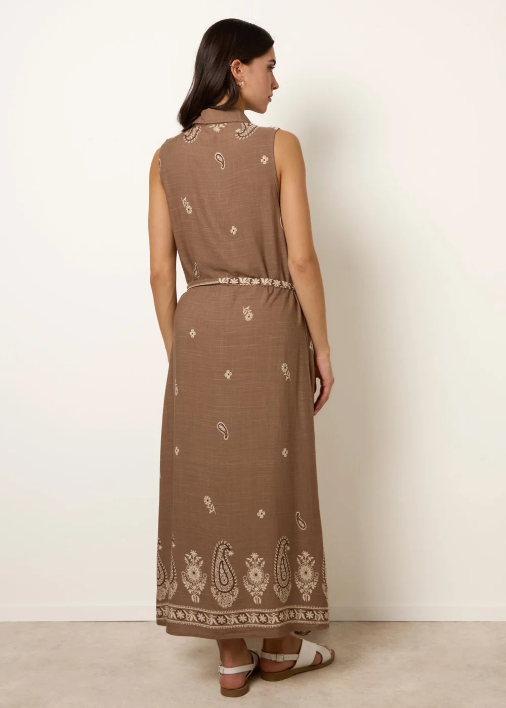 Blue Vanilla Camel Dress With Paisley & Floral Print - M Image 4