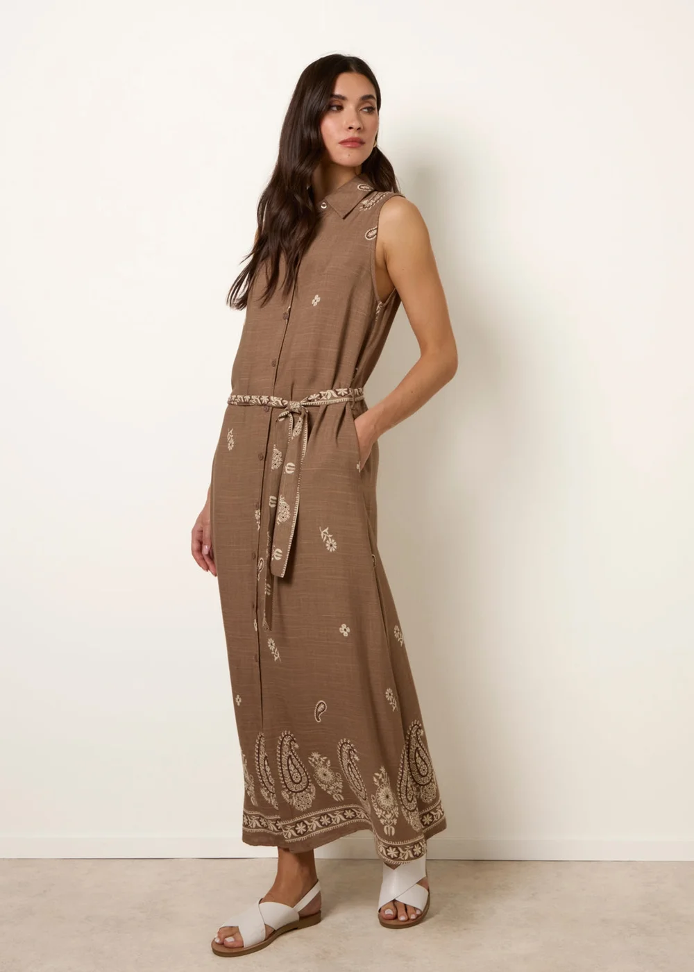 Blue Vanilla Camel Dress With Paisley & Floral Print - M Image 1