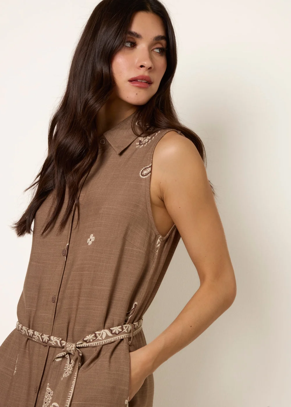 Blue Vanilla Camel Dress With Paisley & Floral Print - M Image 2