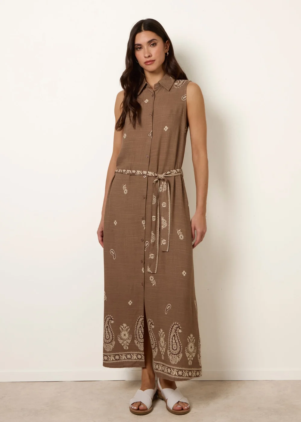 Blue Vanilla Camel Dress With Paisley & Floral Print - M Image 3