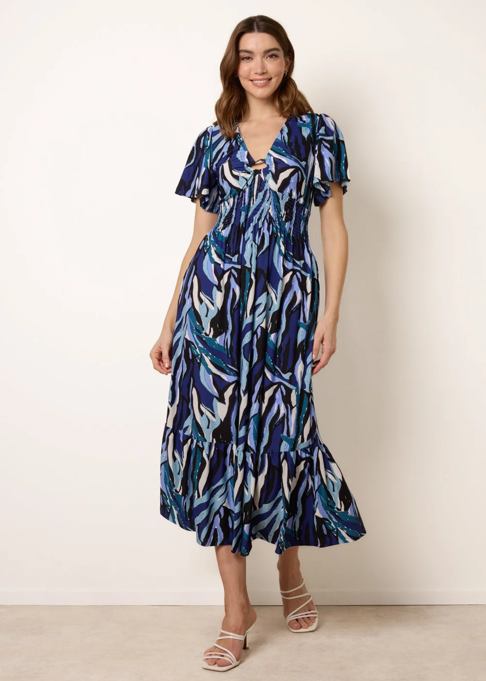 Blue Vanilla Navy Ring Detail Printed Dress - M Image 3