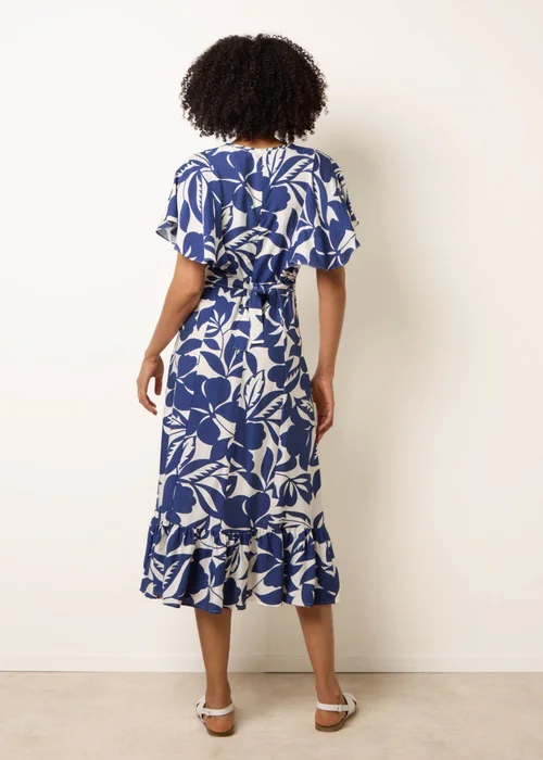 Blue Vanilla Blue Printed V Neck Dress - M Image 4
