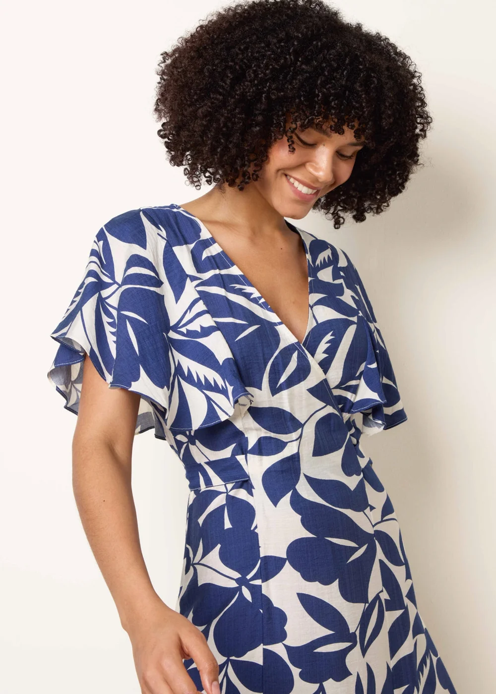Blue Vanilla Blue Printed V Neck Dress - M Image 2
