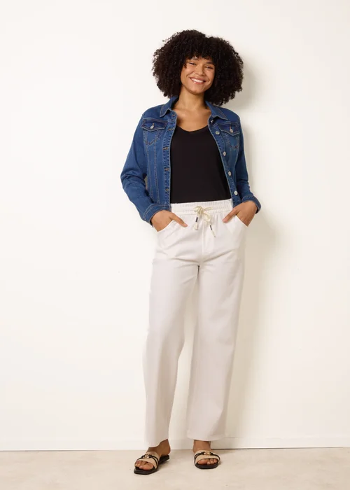 Blue Vanilla Ivory Elasticated Trousers With Tie - S Image 1