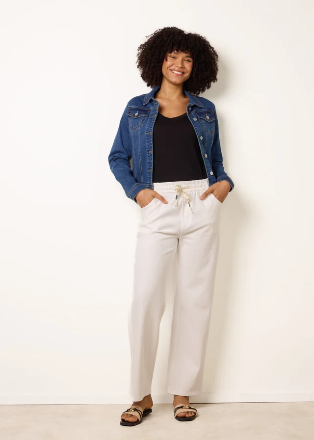 Blue Vanilla Ivory Elasticated Trousers With Tie