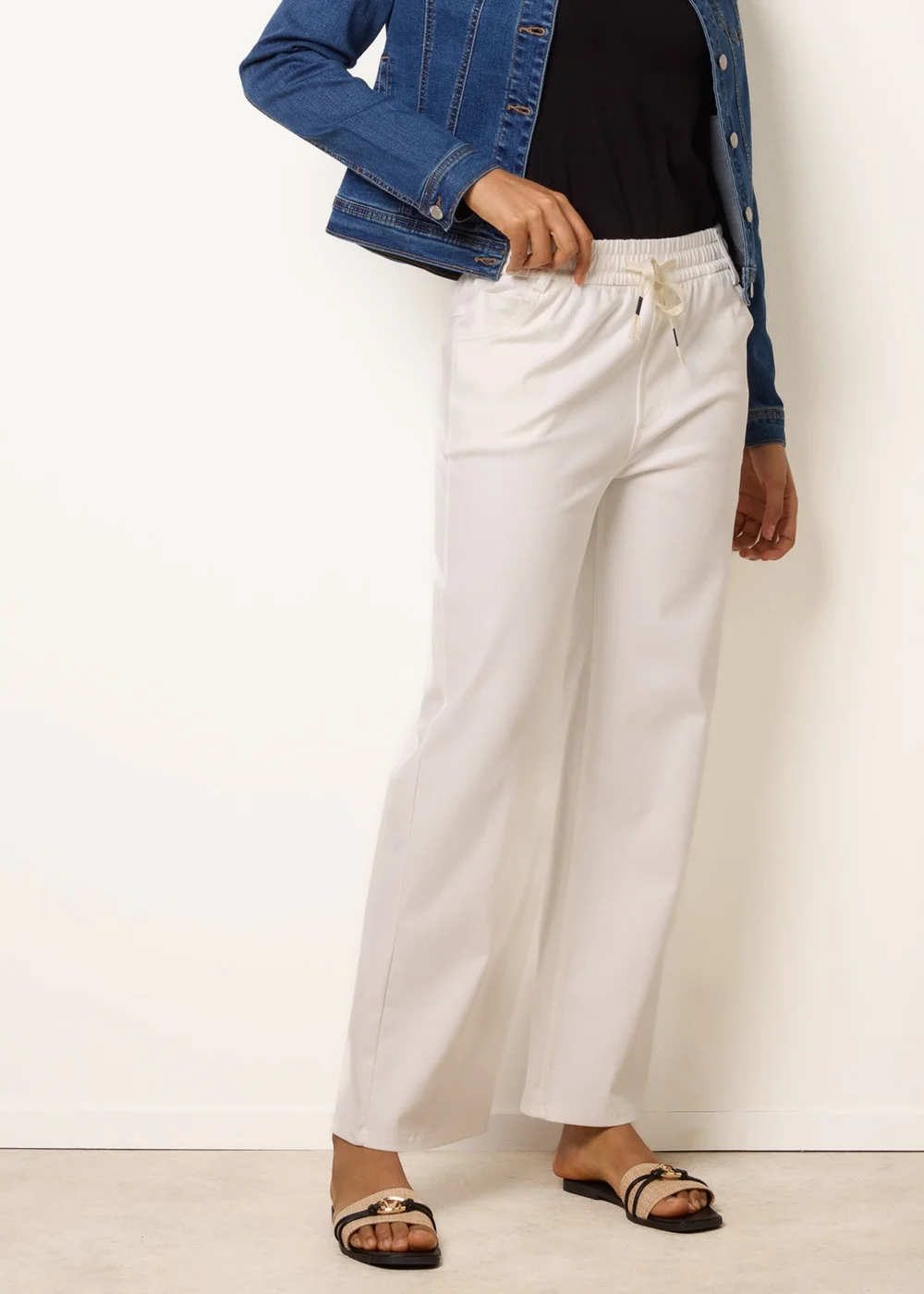 Blue Vanilla Ivory Elasticated Trousers With Tie - S Image 2