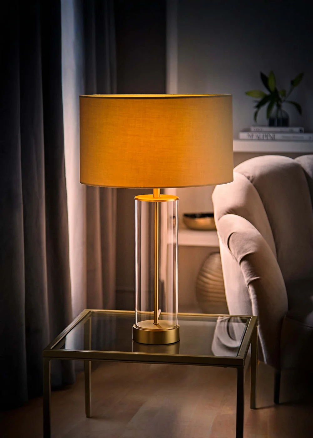 ValueLights Balan Matt Gold Table Lamp with Natural Shade - One Size Image 2