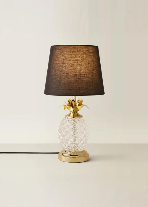 ValueLights Glass Pineapple Touch Table Lamp with Black Shade - One Size Image 3