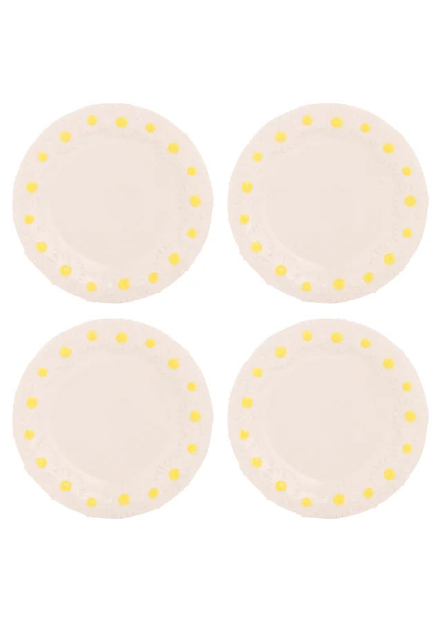 The Cottage Garden Set of 4 White Plates Daisy