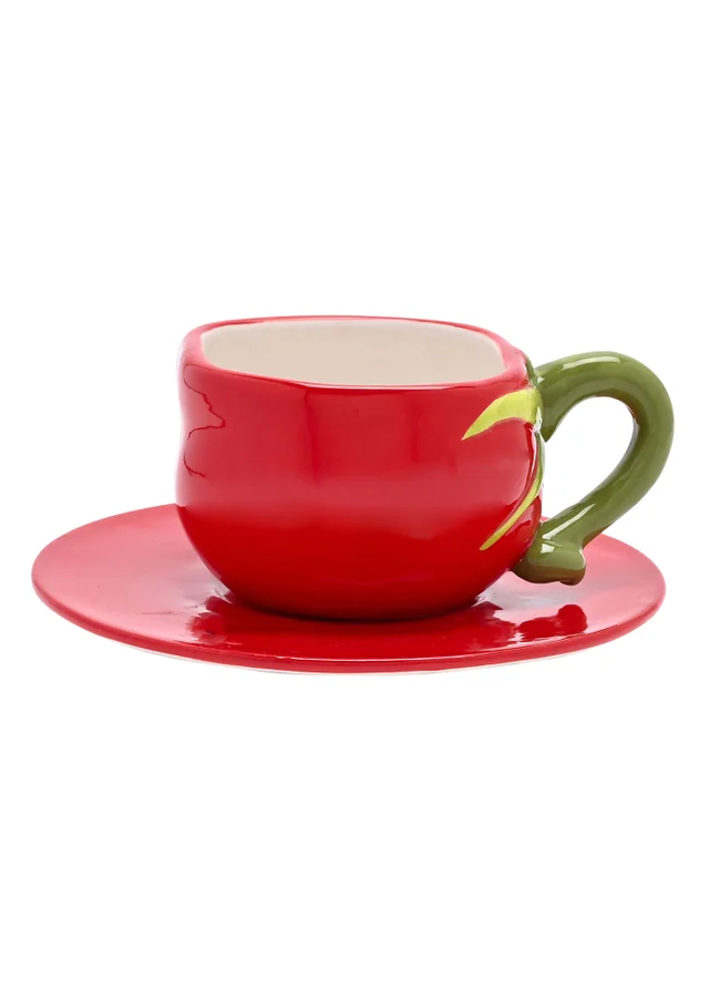 The Cottage Garden Set of 2 Red Cup & Saucer Tomato