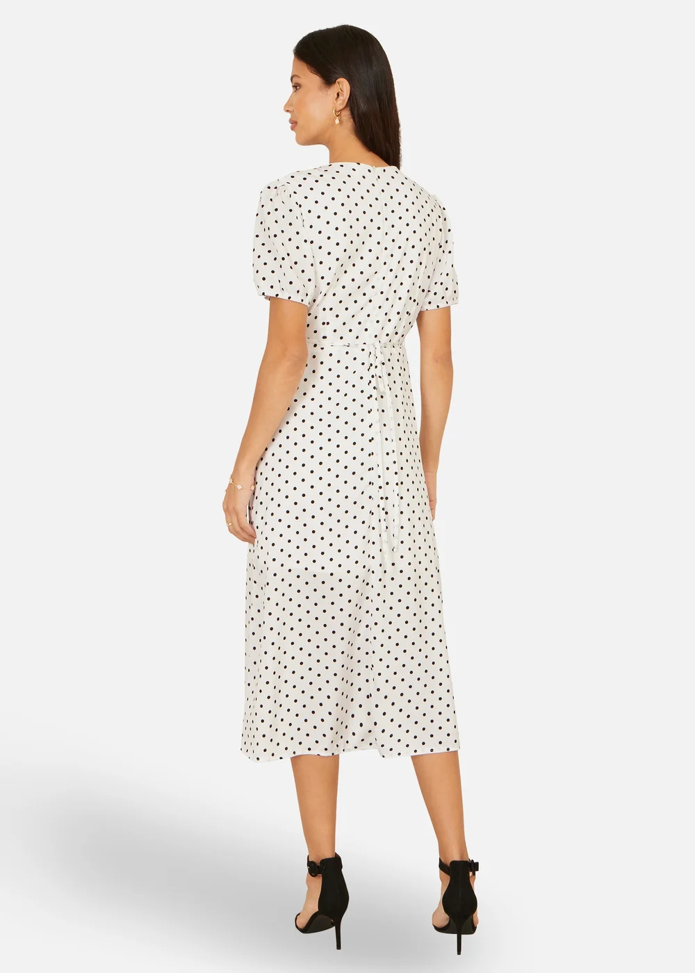 Yumi White Spot Print Wrap Tea Dress - 14 Image 2