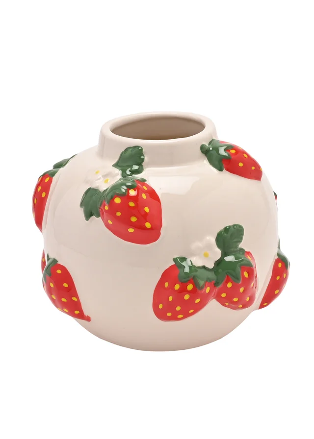 The Cottage Garden White Vase Small Strawberry