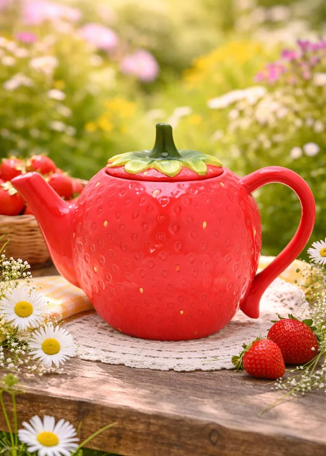 The Cottage Garden Red Teapot Strawberry