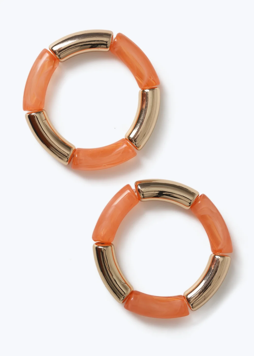 Muse 2 Pack Orange & Gold Stretch Bracelets - One Size Image 2