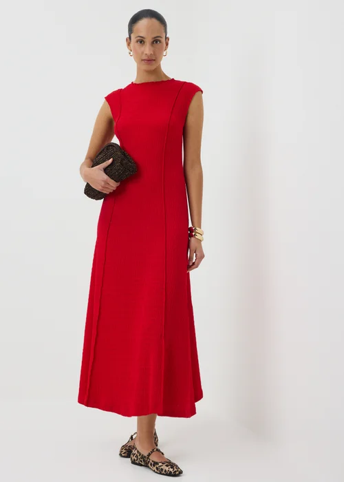 Red Textured Seam Jersey Maxi Dress - 28 Image 1