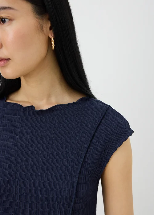 Navy Textured Seam Dress - 28 Image 1