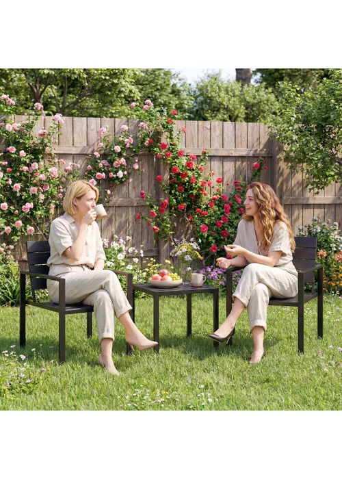 Outsunny Black 3 Pieces Garden Bistro Set - One Size Image 1