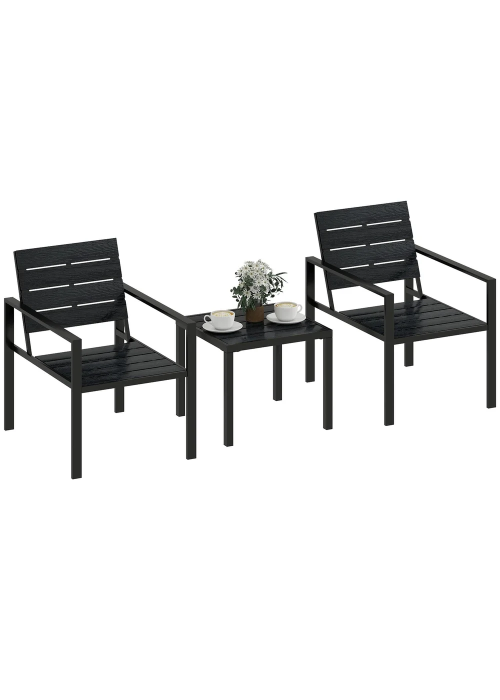 Outsunny Black 3 Pieces Garden Bistro Set - One Size Image 2