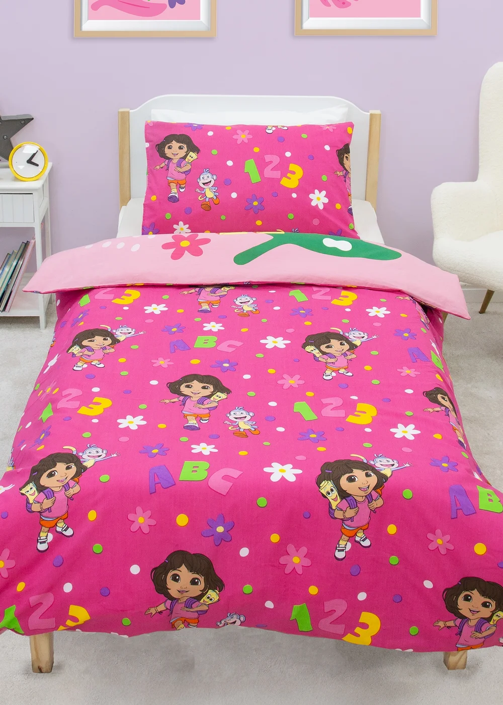 Dora The Explorer Hola Pink Single Duvet Cover - Single Image 2