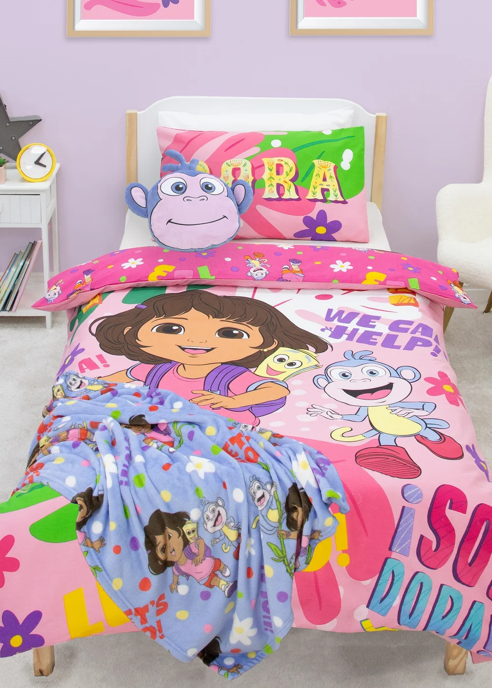 Dora The Explorer Hola Pink Single Duvet Cover - Single Image 1