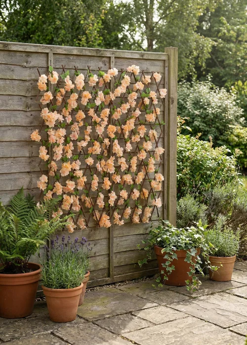 Scottish Everlastings Peach Blossom Expanding Trellis with LED Lights (170x90cm) - One Size Image 3
