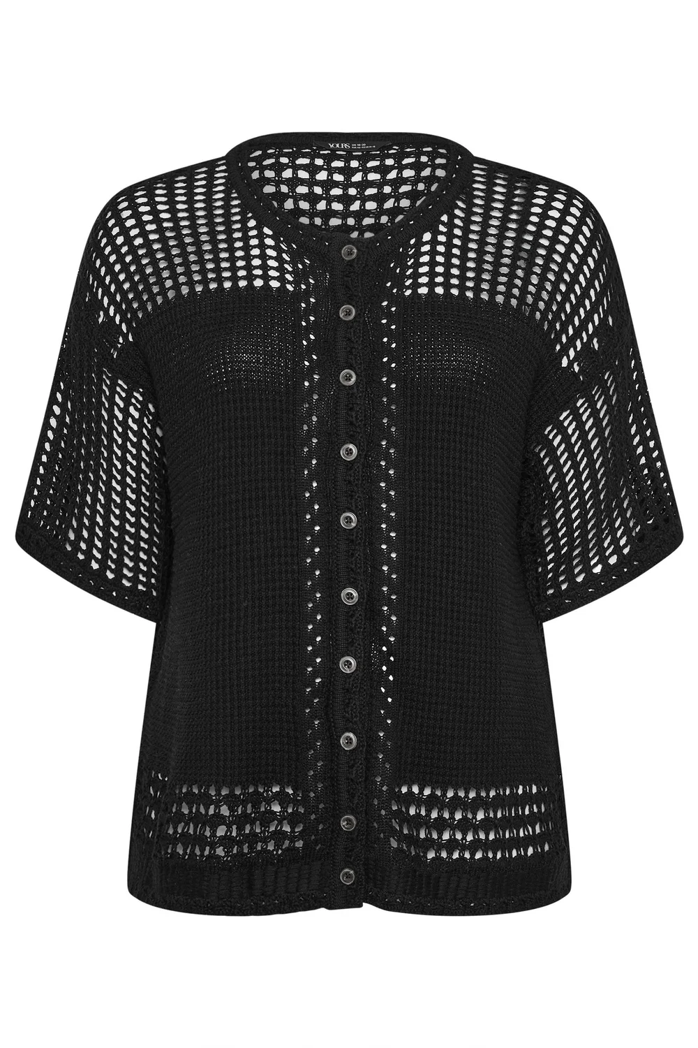 Yours Curve Black Open Stitch Cardigan - 30-32 Image 5