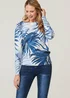 Izabel London Blue Leaf Print Slim Batwing Sleeve Jumper - 18 Image 2