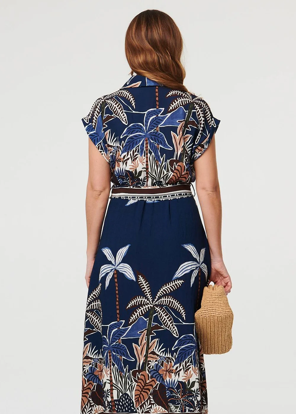 Izabel London Navy Tropical Print Short Sleeve Relaxed Top - 12 Image 2