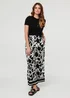 Izabel London Black Abstract Floral Wide Leg Trousers - 12 Image 1