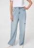 Izabel London Blue High Waist Ripped Detail Relaxed Jeans - 16 Image 2
