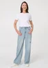 Izabel London Blue High Waist Ripped Detail Relaxed Jeans - 16 Image 1