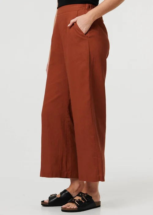 Izabel London Rust High Waist Wide Relaxed Trousers - 8 Image 4