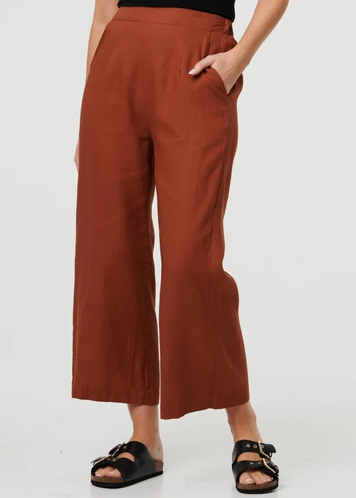 Izabel London Rust High Waist Wide Relaxed Trousers - 8 Image 2