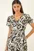 Roman Black Abstract Print Button Midi Dress - 10 Image 4