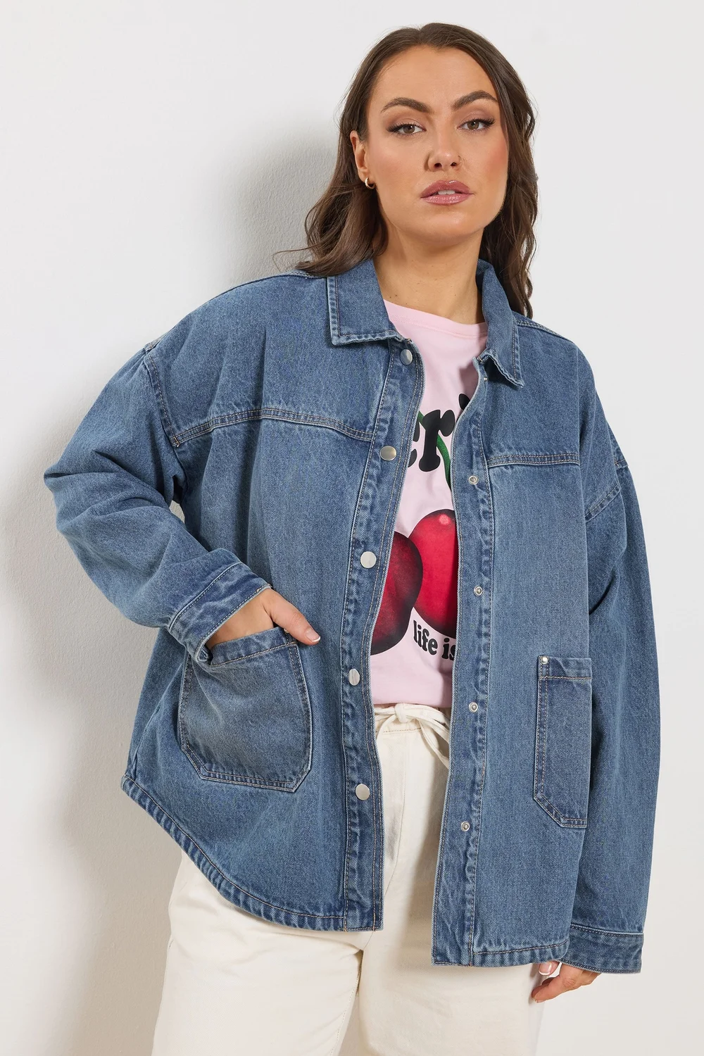 Yours Curve Blue Denim Shacket - 20 Image 1