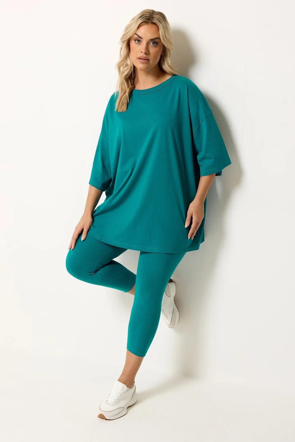 Yours Curve Teal Blue Boxy T-Shirt - 26-28 Image 2