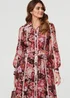 Izabel London Burgundy Floral Lace Detail Long Sleeve Maxi Dress - 10 Image 3