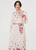 Izabel London Pink Floral Border Tie Waist Midi Shirt Dress - 14 Image 4
