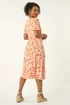 Roman Orange Petite Floral Ruched Midi Dress - 18 Image 3