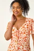 Roman Orange Petite Floral Ruched Midi Dress - 18 Image 4